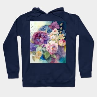 Pastel Watercolor Colorful Flowers Hoodie